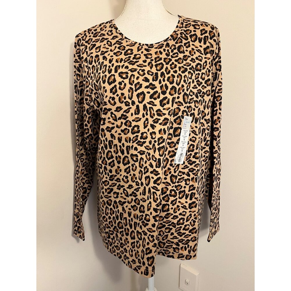 Womens Croft & Barrow Leopard Print Long-Sleeve Crewneck Tee 1X